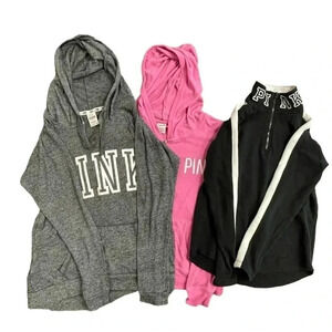 Pink Victoria  Secret Bundle Of 3 Sweatshirts Size Small